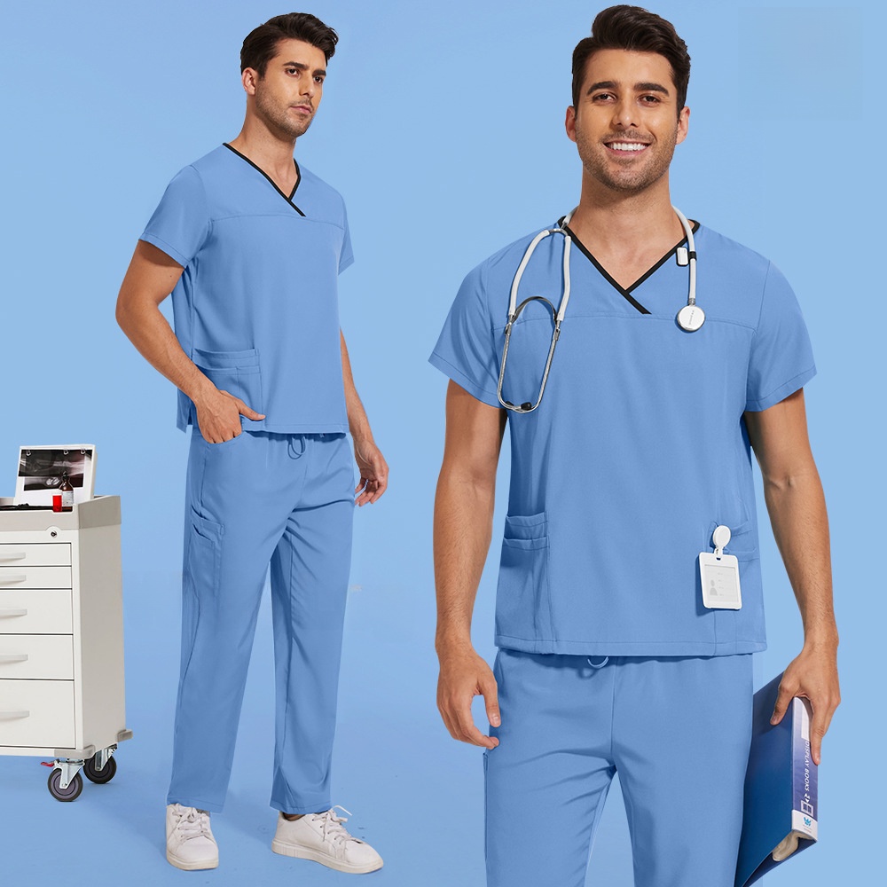 Medical Lab Coats - ชุดทำงานผ่าตัดในห้องผ่าตัดแขนสั้นบางเบา ชุดล้างมือแพทย์ ชุดแพทย์ พนักงานทางการแพทย์ เสื้อกาวน์วัสดุโพลีเอสเตอร์